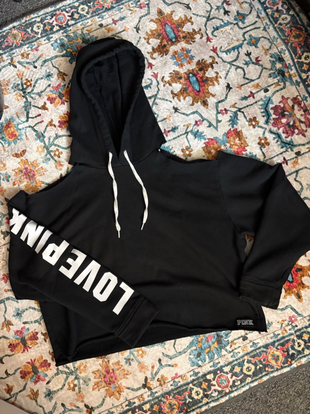 Victoria's Secret Black Off-the-Shoulder Hoodie Sweatshirt